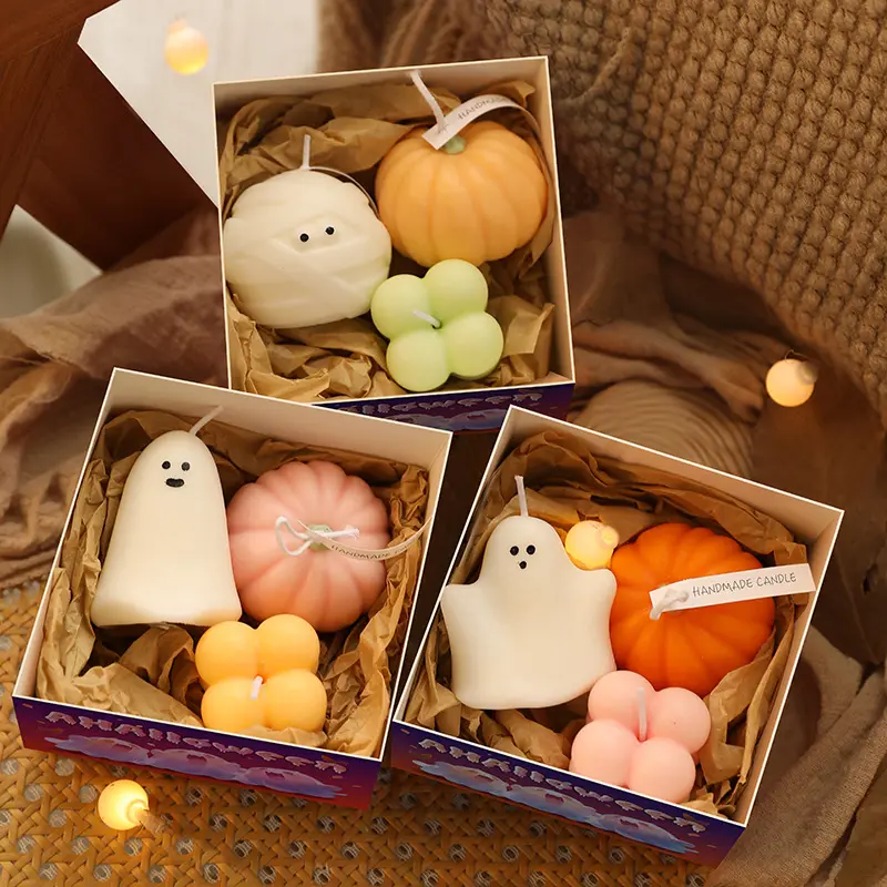 Halloween ghost pumpkin candle set spooky holiday home decor USA