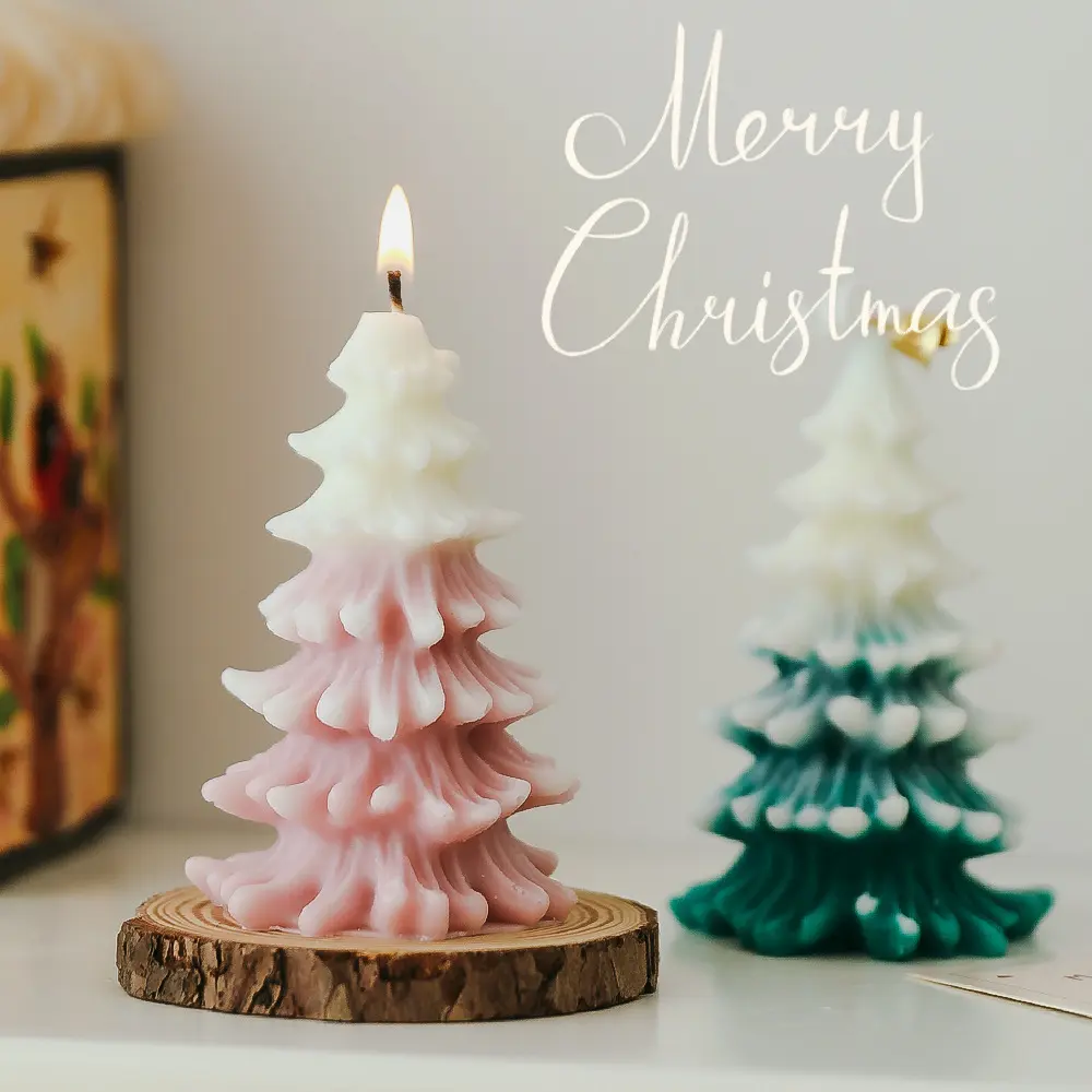 Festive Christmas tree candle holiday decoration wax ornament gifts Poland