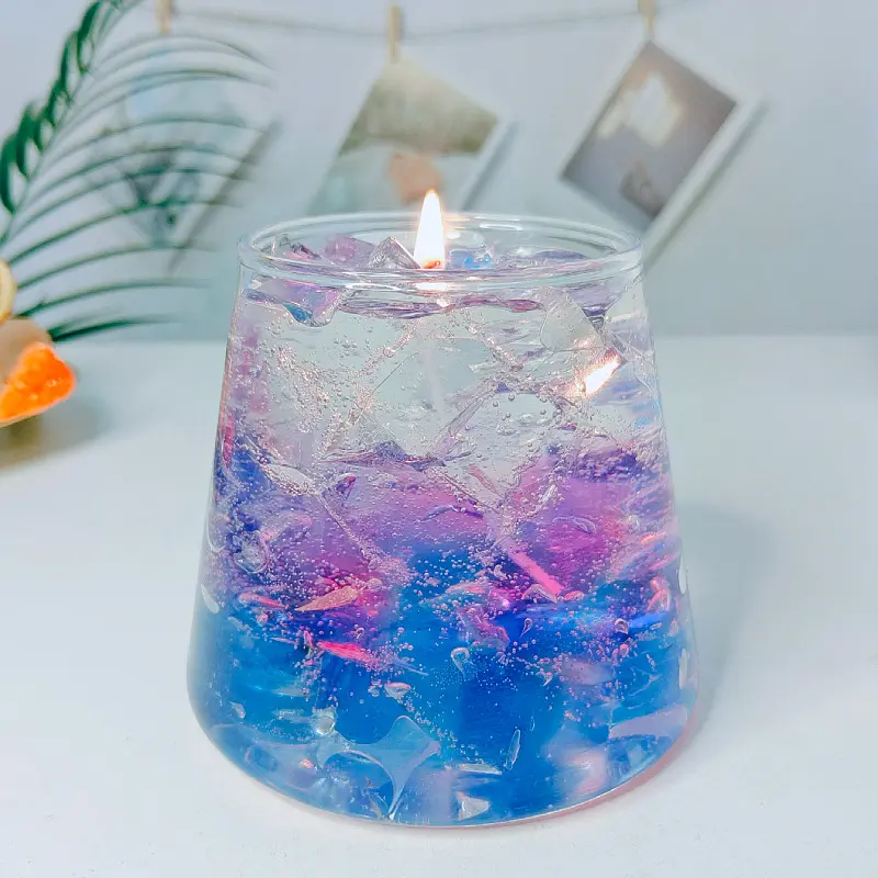 Natural gel wax candle in glass cup decorative juice design luxury candles America