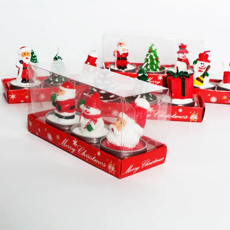 Christmas candle gift set holiday decor Santa Claus snowman festive candles USA