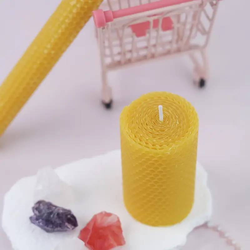 100% bee wax rolled pillar candles remove odor using home decor UAE