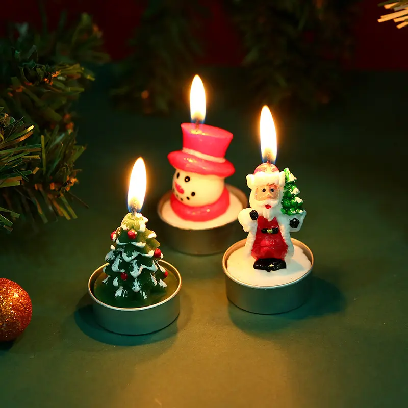 Festive Christmas Candle Set Decorative Wax Candles Holiday Themed Gifts Europe