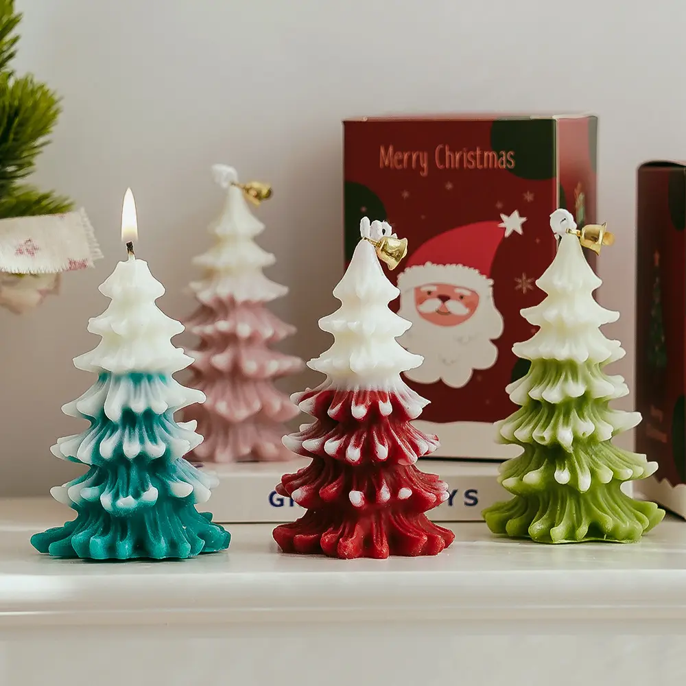 Festive Christmas tree candle holiday decoration wax ornament gifts Poland